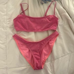 pink sparkle triangl swimsuit